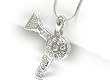 White Gold Plated Crystal Studded Hair Dryer Pendant Necklace