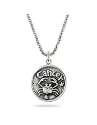 Sterling Silver Cancer Zodiac Pendant June 22 - July 22