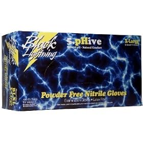 Black Lightening Nitrile Gloves, Large (Box of 100) Latex & Powder Free