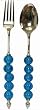 Decorative Salad Servers with Aqua Colored Resin Handles