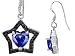 1.50 cttw 925 Sterling Silver Heart Shaped Created Sapphire Black Star Hanging Hook Earrings image 3
