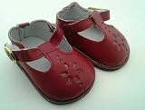 Deep Red Leather Shoes for American Girl Dolls-Signature Teddy Bear Included