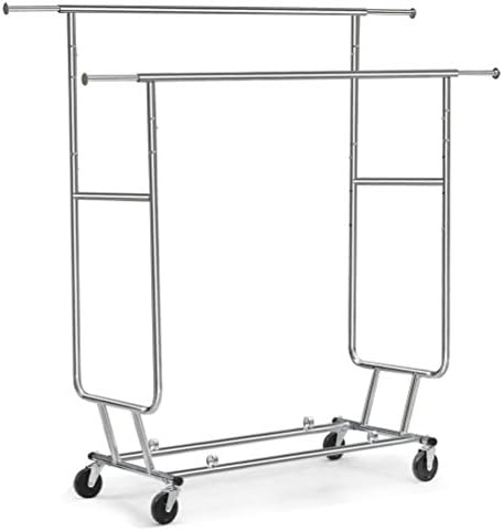 Commercial Garment Rolling Rack Double Rail Clothing Bar Retail Display Hanger
