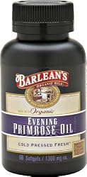 Barlean's Organic Oils Organic Evening Primrose Oil, 120 softgels/1300 mg ea. Bottle