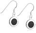 Silver 10mm Round Black Onyx Drop Earrings