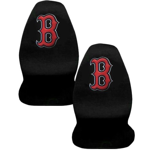 A Set of 2 MLB Major League Baseball Licensed Universal-Fit Front Bucket Seat Cover - Boston Red Sox