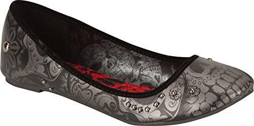 IRON FIST Sweet Skull O Mine Women's Shoes, Flats, Charcoal Metallic, 9 B (M) US/EU 40