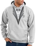 TUXEDO with WHITE FLOWER Tux Adult Pullover Hooded Sweatshirt Hoodie - Ash