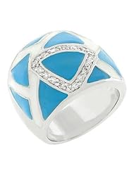 Turquoise Enamel Geometric Ring