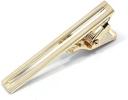 Extravagant Crown Men's Style Classy Silver Tone Central Opening Tie Bar Clasp Clip Pin Modern Design Perfect for Skinny Ties (gold)