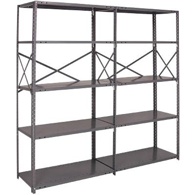 Quantum Heavy-Duty 20-Gauge Industrial Steel Shelving - 5 Shelves, 36in.W x 12in.D x 99in.H, Model# 20G-99-1236-5