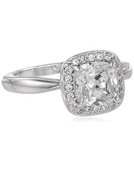 Myia Passiello "Cushion" Cut Clear Swarovski Zirconia Halo Ring