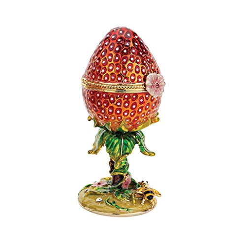 Design Toscano FH1305 A Garden Strawberry Treasure Faberge Style Enameled Eggs