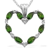 1.40cts Chrome Diopside and White Topaz 925 sterling silver pendant with chain