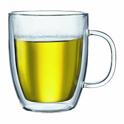 Bodum Bistro Double-Wall Insulated 15-Ounce Glass Mug, Set of 2