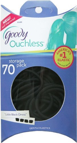 Goody -Ouchless Pillow Pack Black Elastics, 4mm, 70 Count
