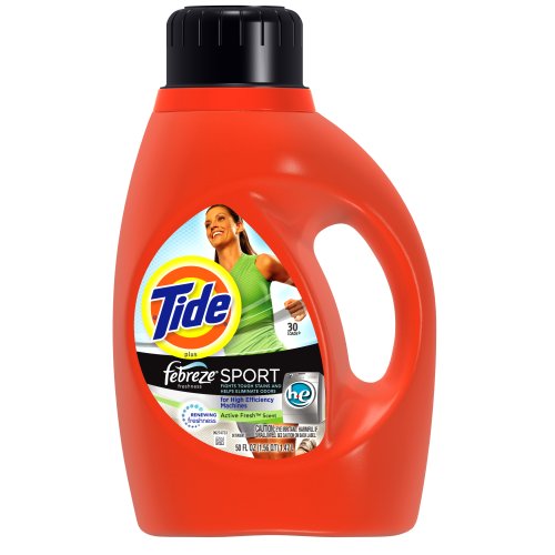 Tide with Febreze Freshness He Sport With Actilift Liquid Laundry Detergent, Active Fresh Scent, 30 Loads, 50-Ounce