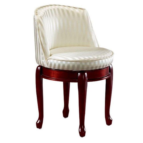 Delmar High Back Swivel Vanity Stool, HIGH BACK, IVORY STRIPE