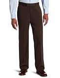 Haggar Mens Metro Gab Plain Front Relaxed Fit Expandable Waist Dress Pant