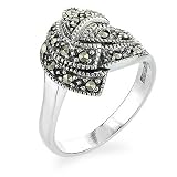 Sterling Silver Marcasite Knot Ring Size 7.5