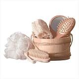 6 Piece Country Rustic Wood Bucket Bath Accessory Set by 