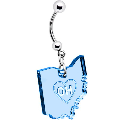 Light Blue State of Ohio Belly Ring
