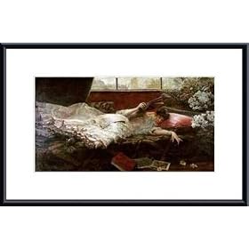 An Idle Afternoon by Julius Leblanc Stewart 14.00X9.25 Framed with Black Metal Frame