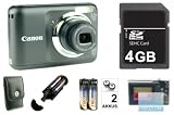 Canon PowerShot A800 Digitalkamera (10 Megapixel, 3-fach opt, Zoom, 6,4 cm (2,5 Zoll) Display) schwarz - inkl. Lederetui (Kunstleder), 4 GB SDHC Karte , 2x AA 2100 mAh Akku mit Ladeger�t & Schutzfolie