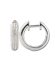 14K White Gold 0.25ct Everlasting Pave Set Diamond Hinged Mini-Hoop Earrings