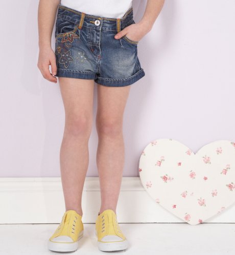 Girls Boutique Cotton Rich Embroidered Denim Shorts