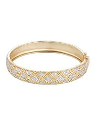 18k Gold Over Sterling Silver Diamond Accent Checkered Bangle Bracelet