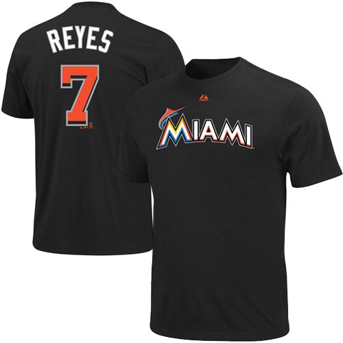 Majestic Jose Reyes Miami Marlins #7 Youth Player T-Shirt - Black (Medium)