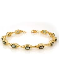 Genuine 8.0 ctw Green Sapphire Bracelet 10K Yellow Gold