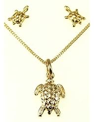 Kala-isjewels - Ladies- 18ct Gold Plated "" Turtle "" Pendant ( 0,79"" ) , Earrings and Chain (17,71"" )
