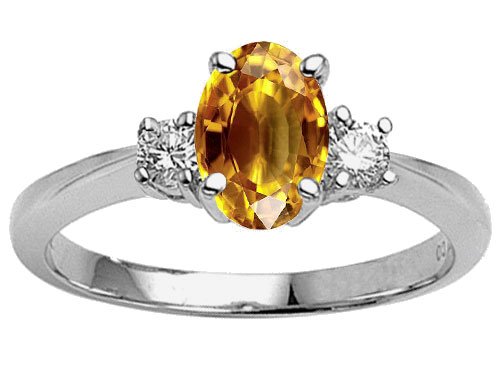 1.70 cts Genuine 9x7 Oval Citrine Engagement Ring 14kt White or Yellow Gold