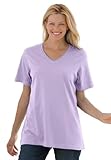 Plus Size Top, In Soft Knit, The Perfect Cotton V-Neck Tee (Pale Lavender,3X)