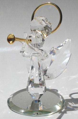 Handcrafted Crystal Angel Blowing Trumpet Made with Swarovski Crystal