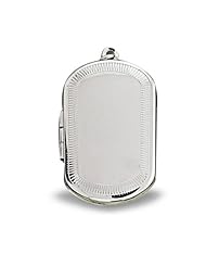 Sterling Silver Dog Tag "Decorative Line Border" Locket 1 inch x 1-1/4 inch in Sterling SIlver