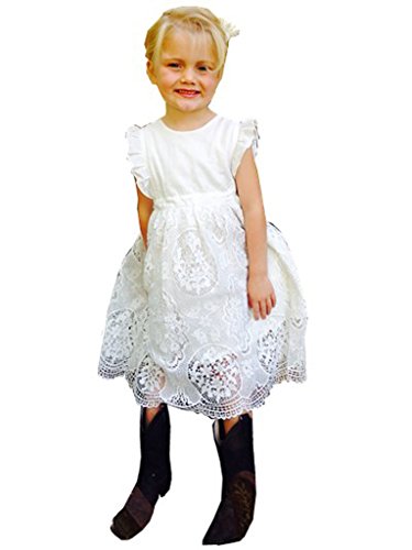 Bow Dream Flower Girl's Dress Vintage Lace Off White 8