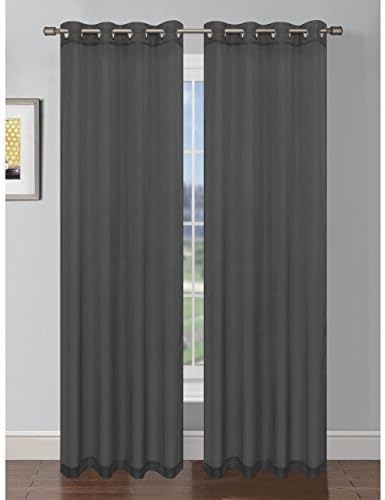 Window Elements Diamond Sheer Voile Extra Wide Grommet Curtain Panel, 56 x 84-Inch, Grey by YMF Carpets LLC