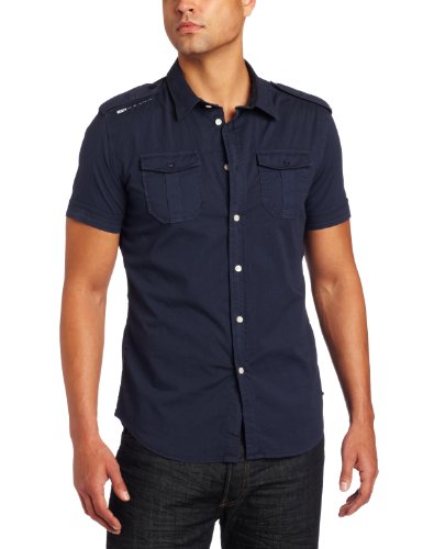 J.C. Rags Mens Cotton Stretch Button Down Shirt, Uniform Blue, Medium
