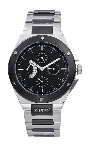 Zippo Watch, Modell PXZ-4, schwarzes Zifferblatt, Stahlband WEEE-Reg.-Nr. DE93223650