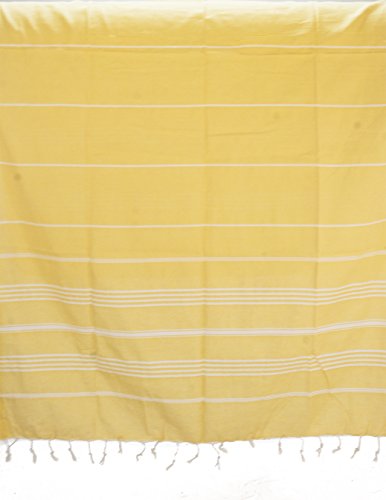 Basic Layers 100% Cotton Pestemal Turkish Bath Towel, 37x70", Pastel Yellow