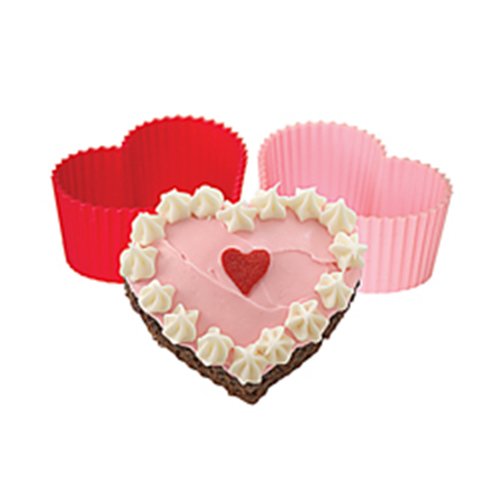 Childrens Toyshop  Kitchen & Housewares : Silicone Heart Cupcake Molds 8-pc Set - Red/ Pink