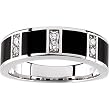 14K White Gold Man's Onyx and Diamond Band - 0.25 Ct.