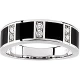 18K White Gold Man's Onyx and Diamond Band - 0.25 Ct.