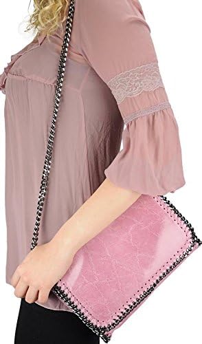 Italian Pink Clutch Genuine Leather W/removable Shoulder Strap Designed & Hand Made in Italy