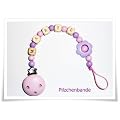 Schnullerkette gef�llte Bl�te mit Namen in rosa, lila, rot oder blau - Handarbeit - SUPER S��