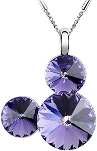 Crystal Mouse Ears Pendant Swarovski Element Silver Tone Tanzanite