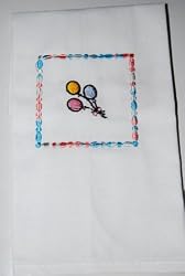 Embroidered Baby Bib - Balloons in a Box White Trim